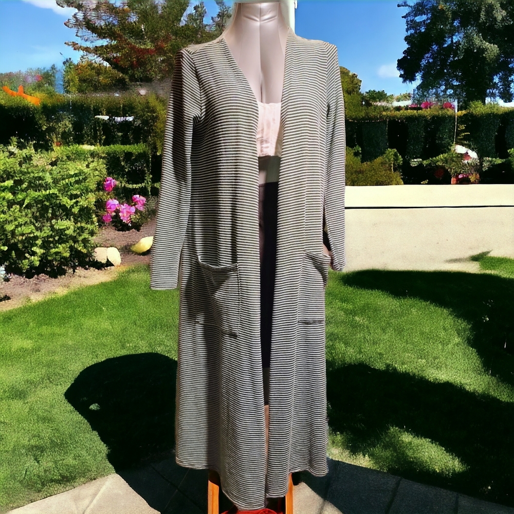 LULAROE | Dark Green & Black Striped Long Cardigan Duster | EUC ✨ size S
